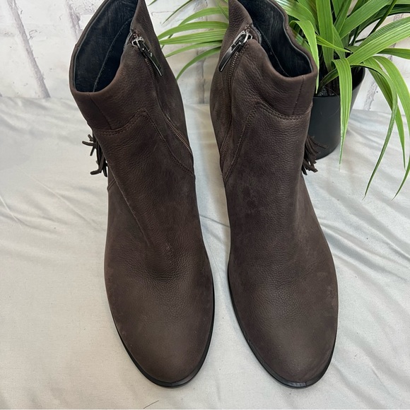 ECCO brown suede leather fringe ankle booties - Picture 3 of 11